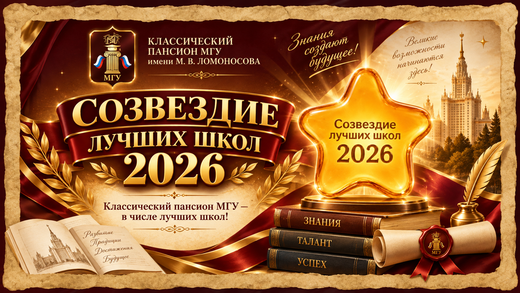 ⭐⭐⭐⭐⭐ Классический пансион МГУ — в «Созвездии лучших школ — 2026»!